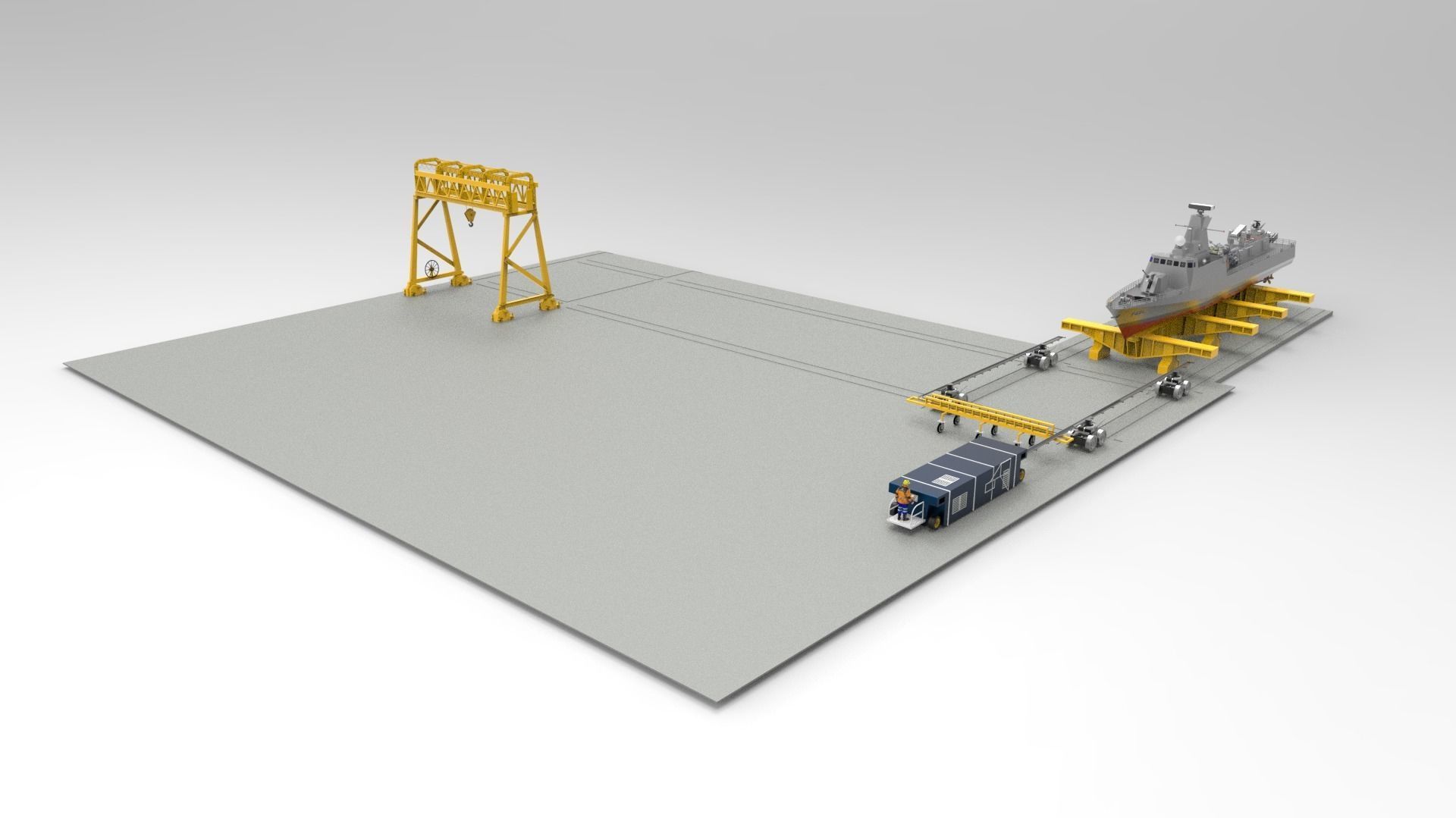 shipyard model ship on dock 3D model_7