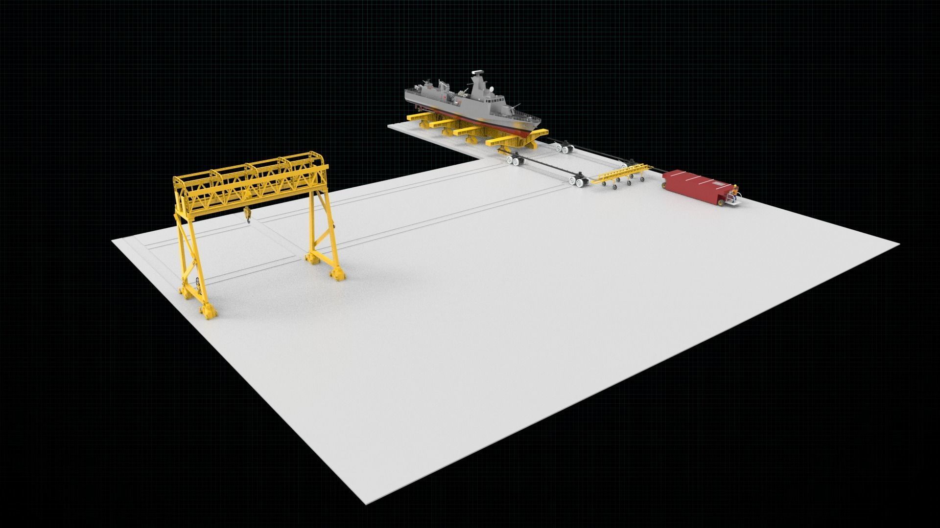 shipyard model ship on dock 3D model_2