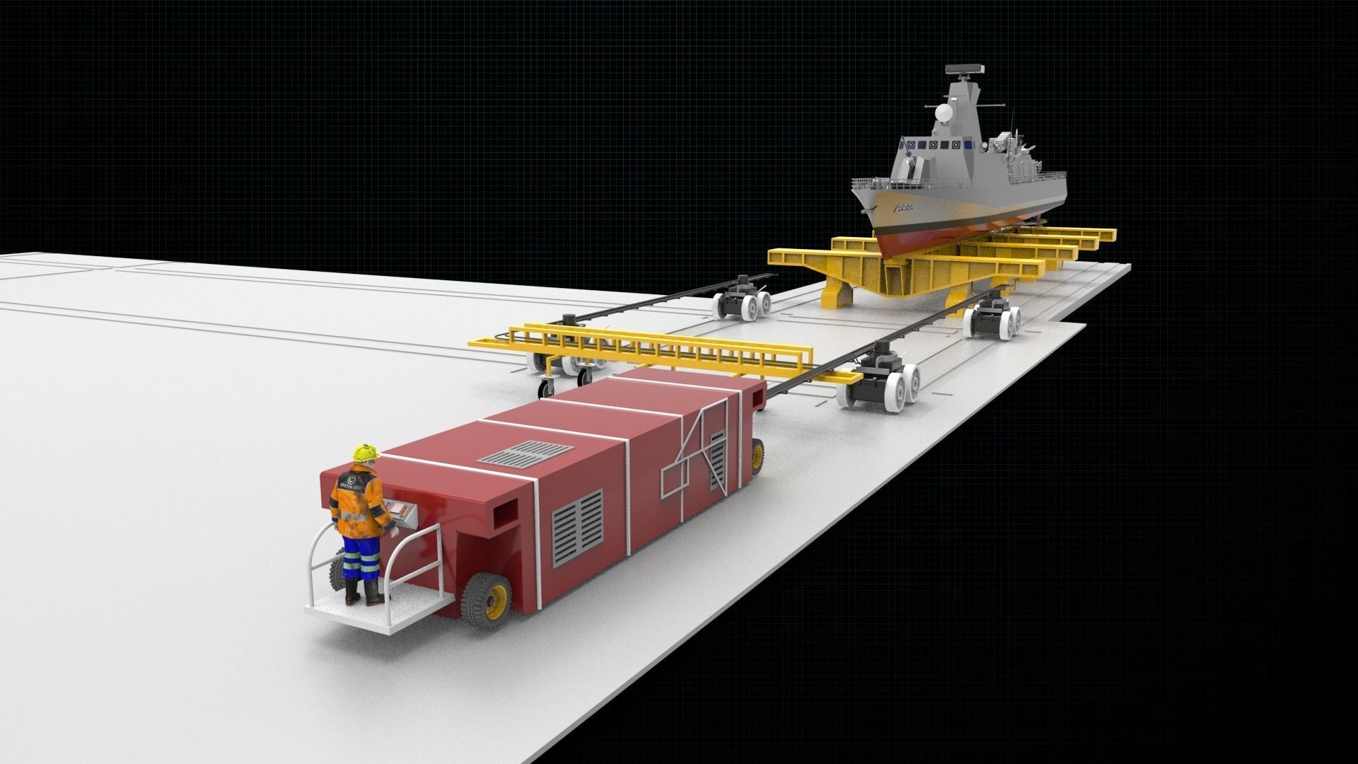 shipyard model ship on dock 3D model_3