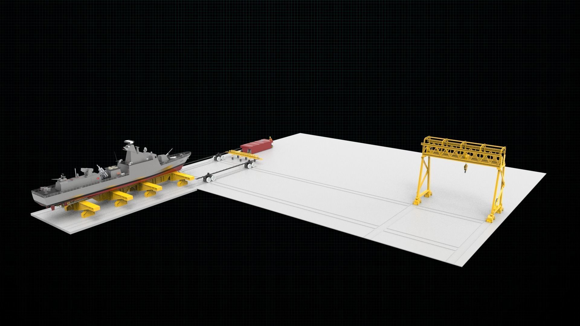 shipyard model ship on dock 3D model_6