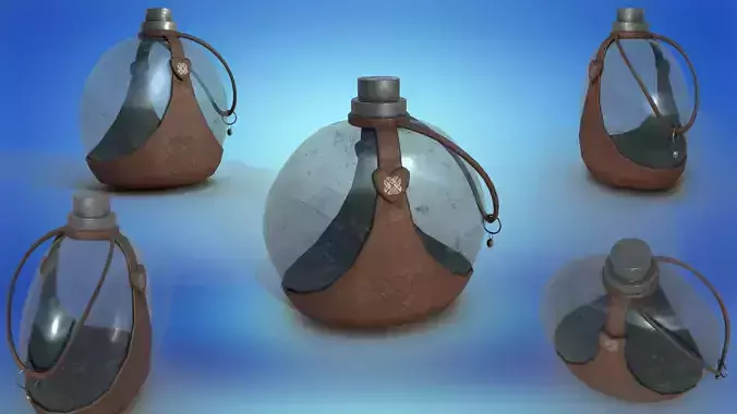 Flask bottle in leather case PBR