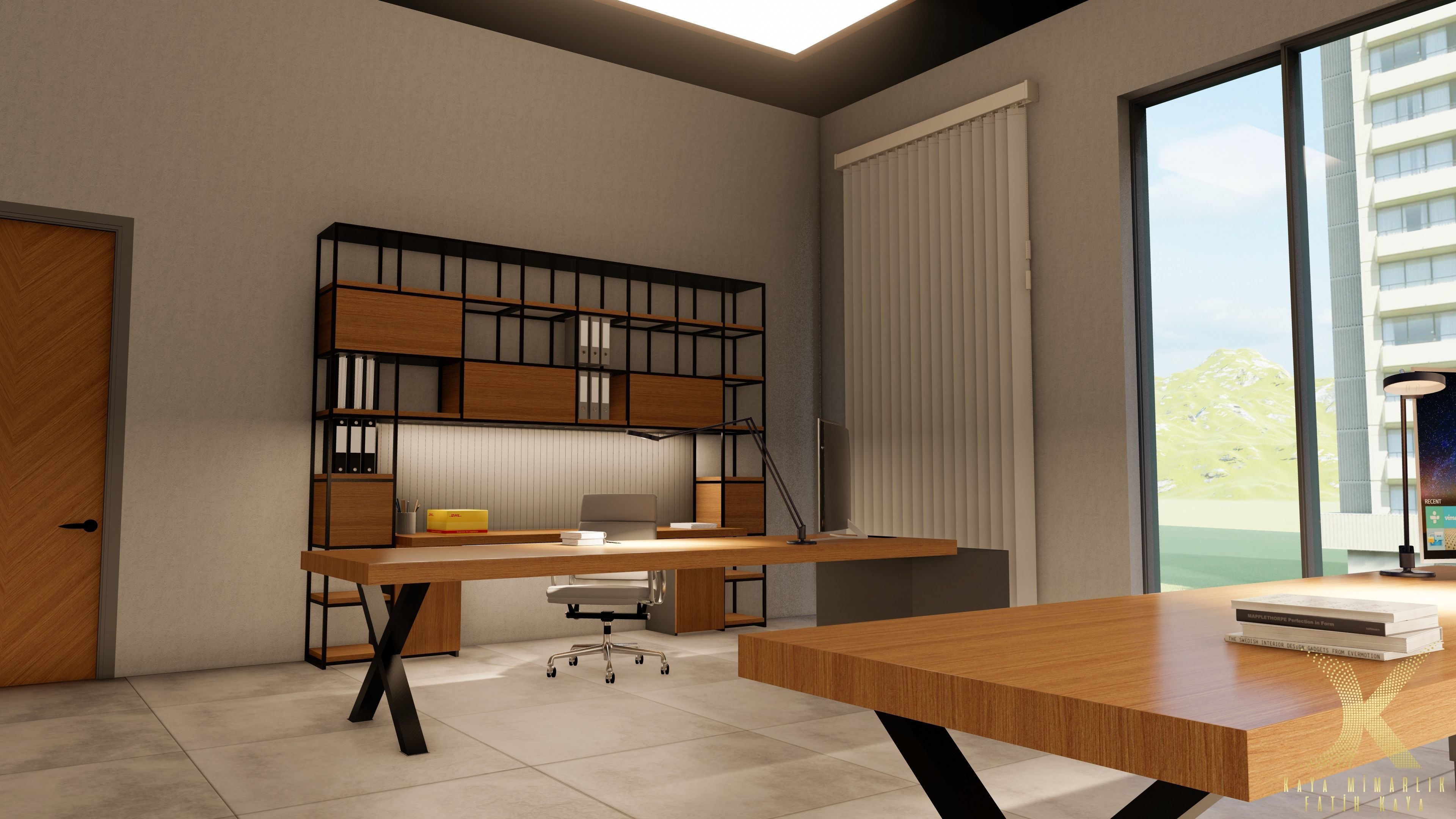 office with desk and chairs 3D model_5