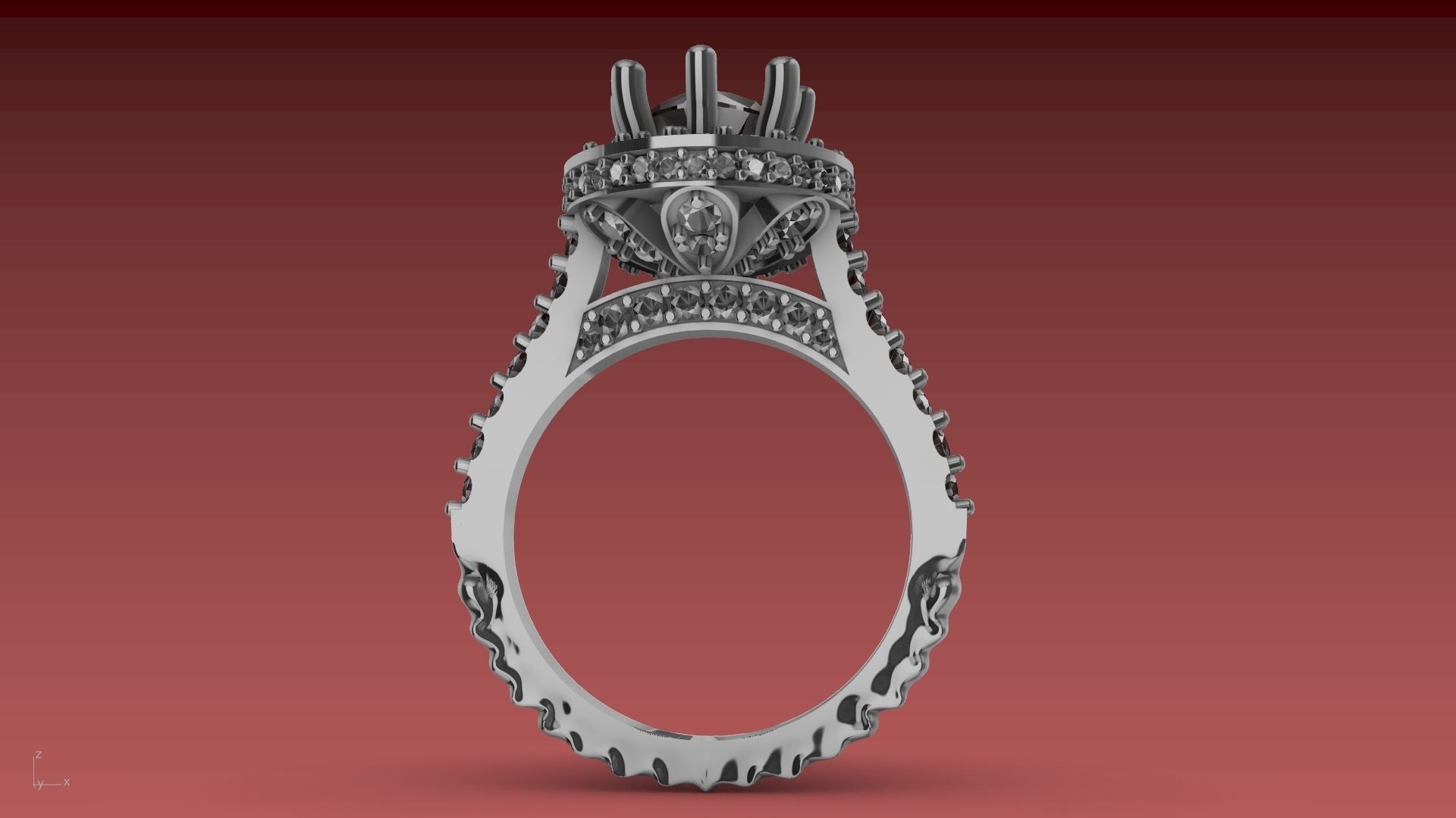 ruffle shank diamond ring stl verified 3D print model_1