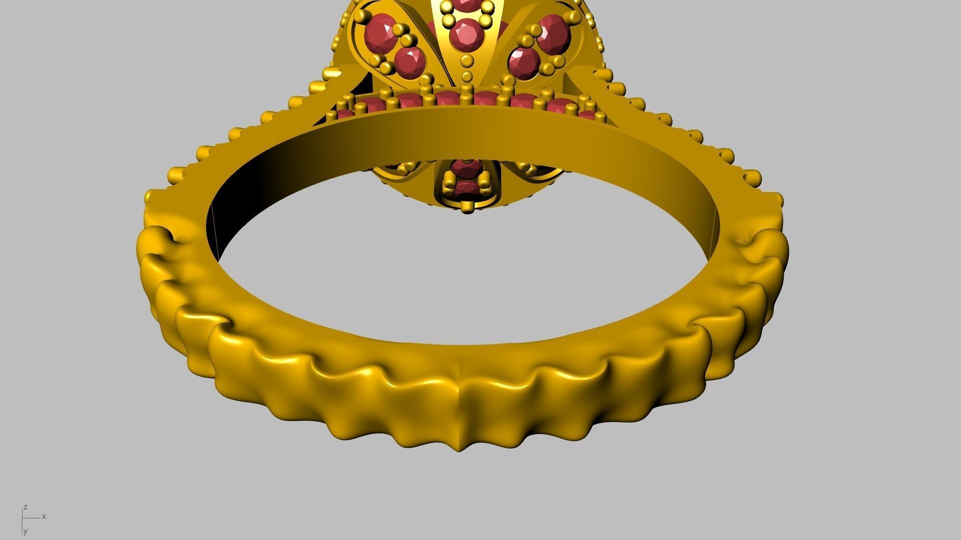 ruffle shank diamond ring stl verified 3D print model_2