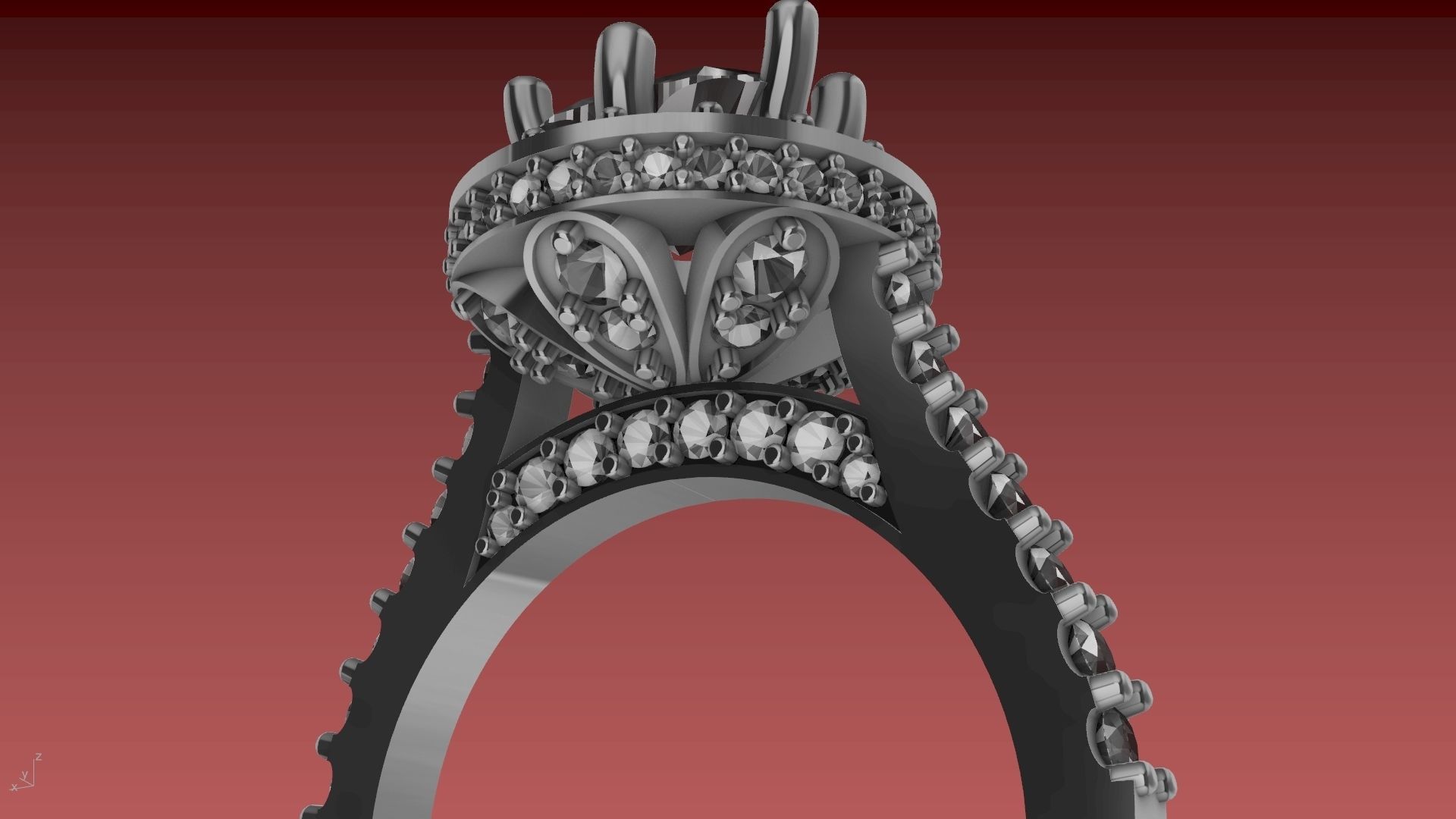 ruffle shank diamond ring stl verified 3D print model_3