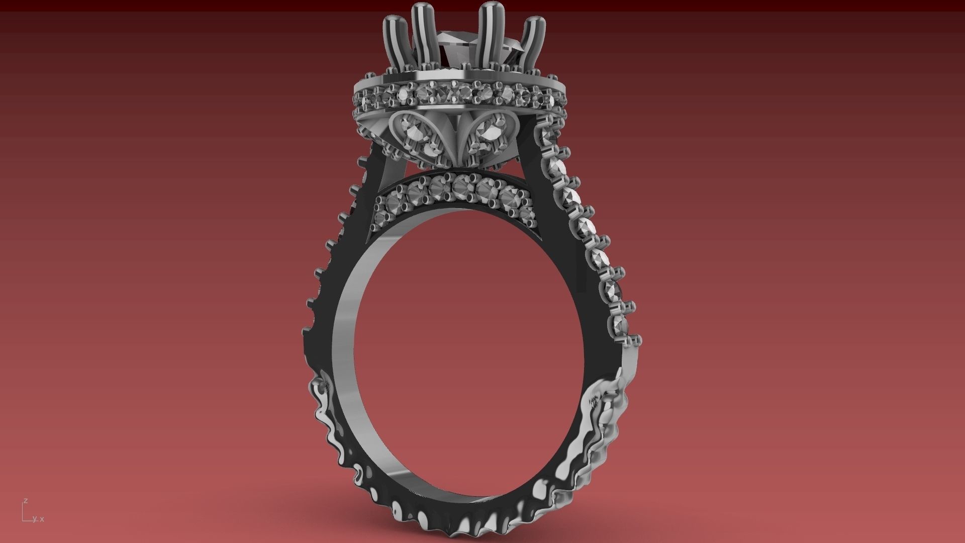 ruffle shank diamond ring stl verified 3D print model_7