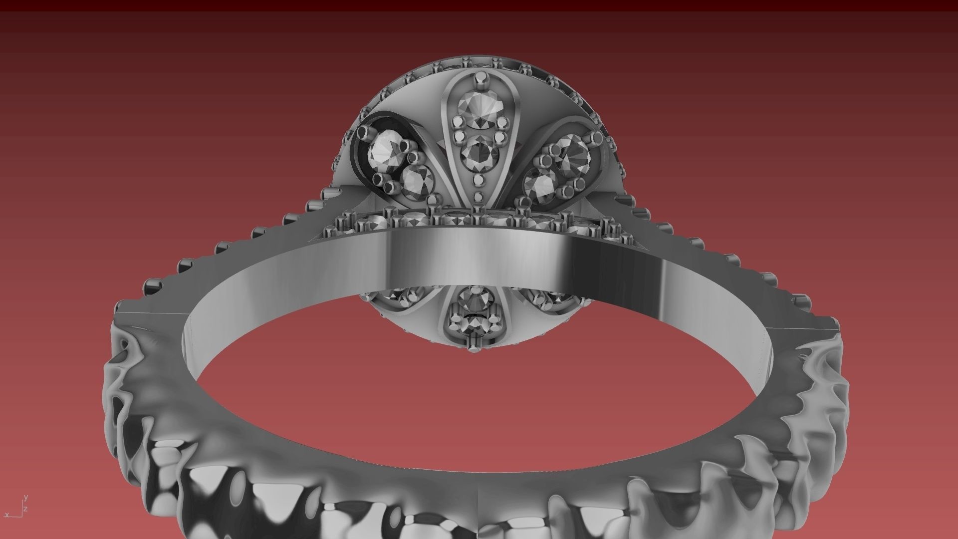 ruffle shank diamond ring stl verified 3D print model_16