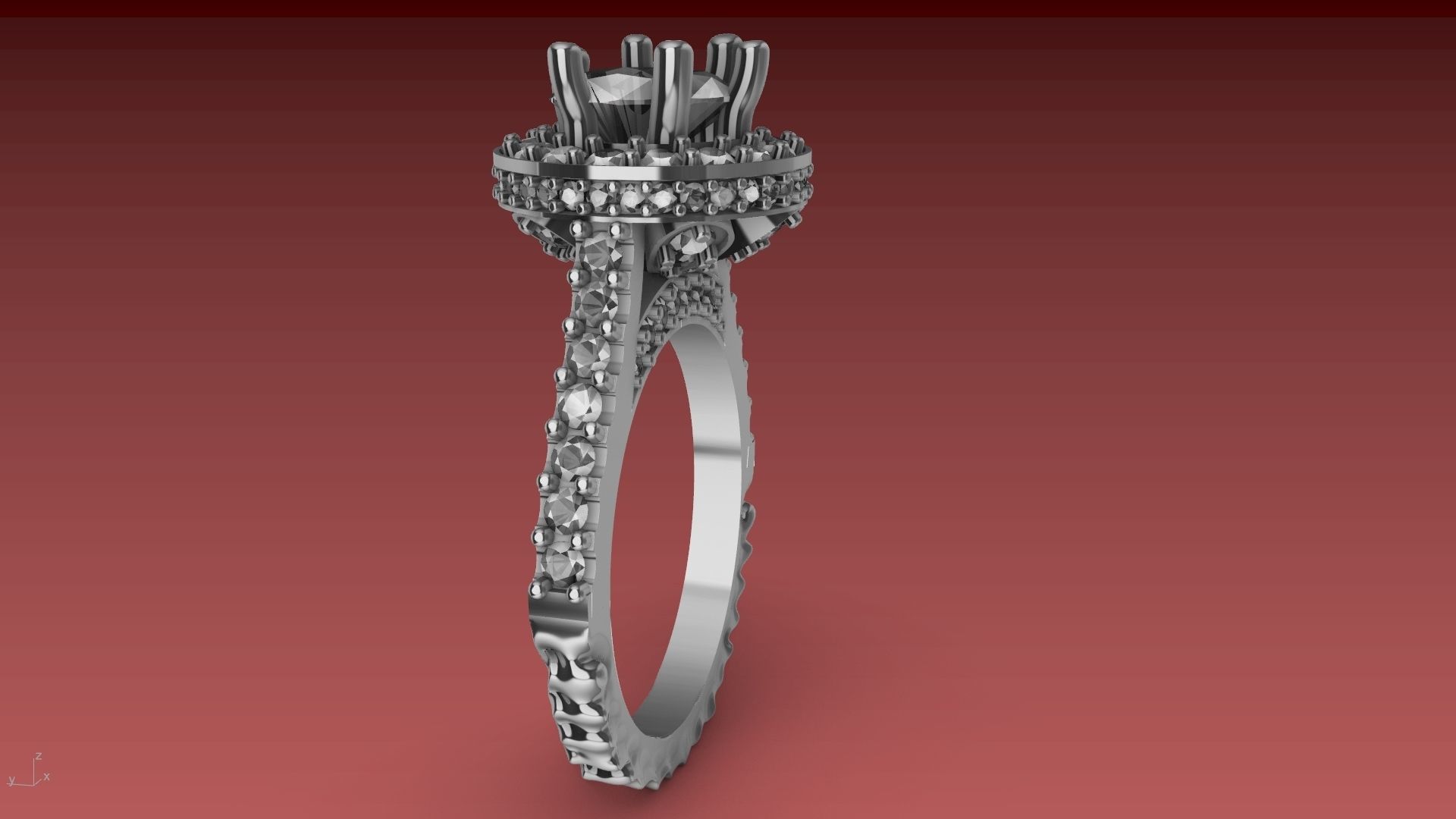 ruffle shank diamond ring stl verified 3D print model_4