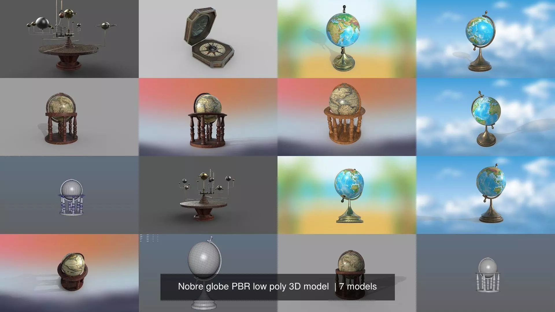 Nobre globe PBR low poly 3D model  3D Model Collection_0