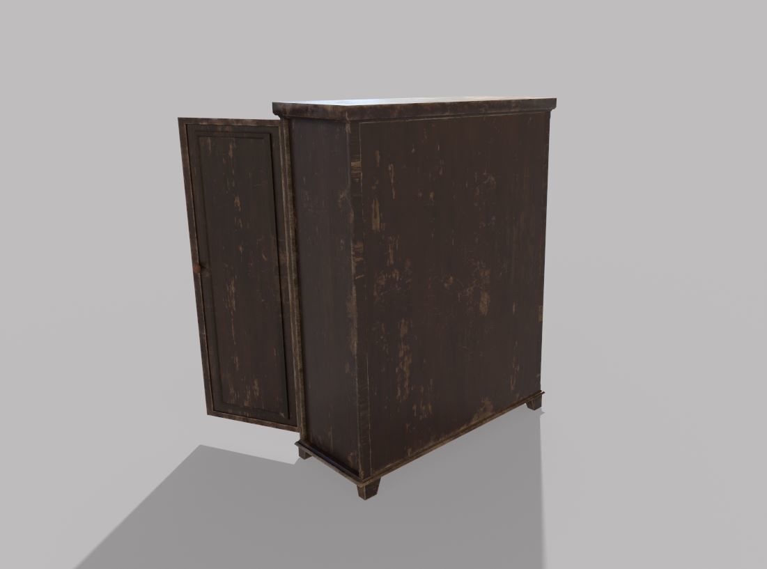 Old cabinet with clothes and shoes 3D model_10