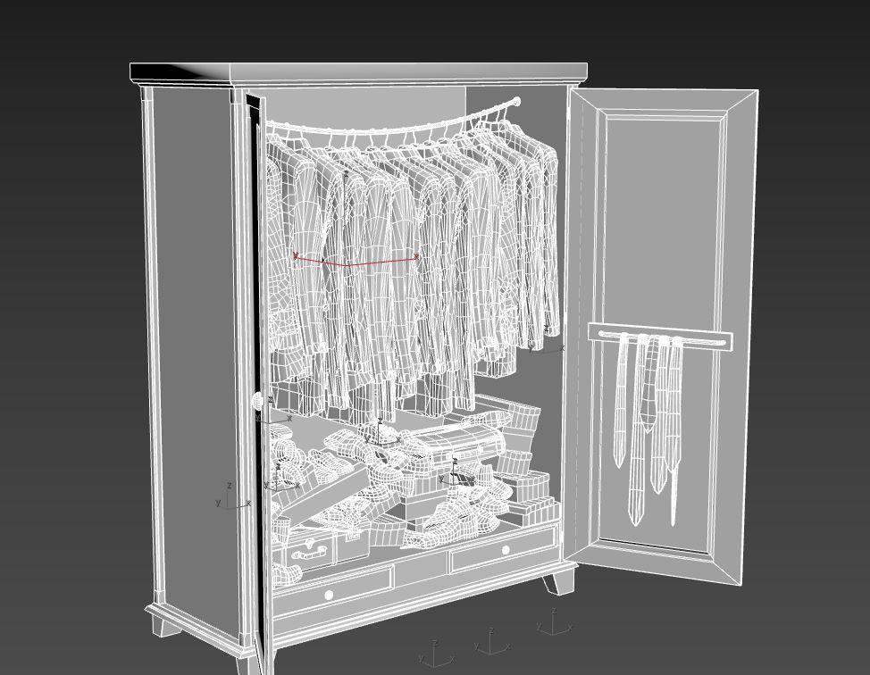Old cabinet with clothes and shoes 3D model_11