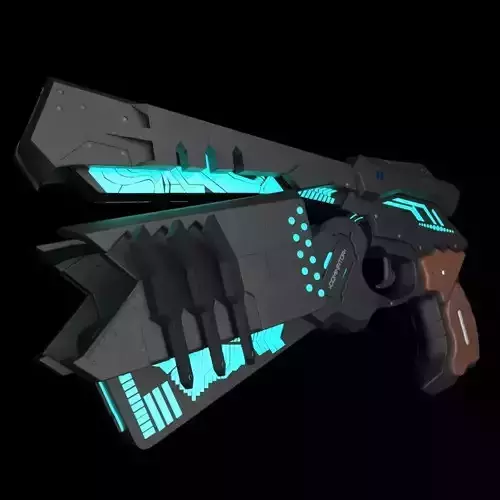 Dominator gun with lights Low-poly 3D model