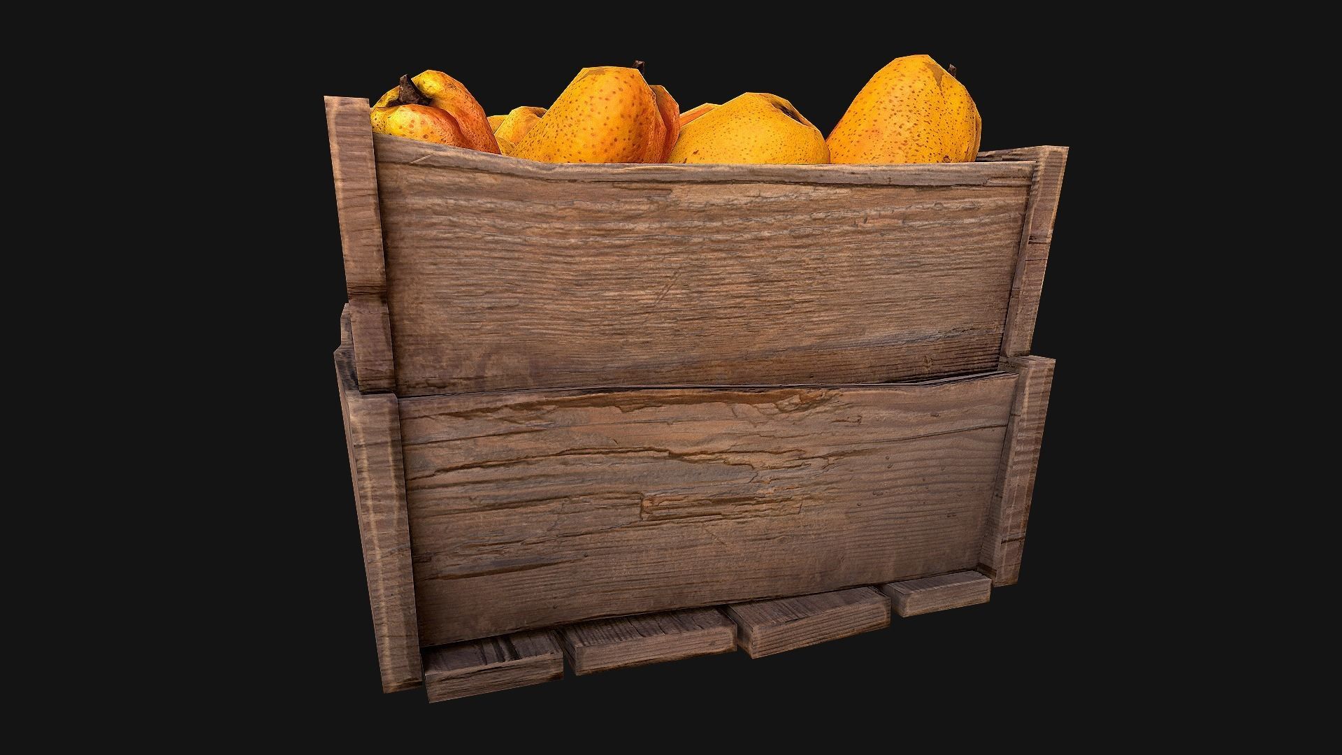 Crate Pears Box Stand Low-poly 3D model_18