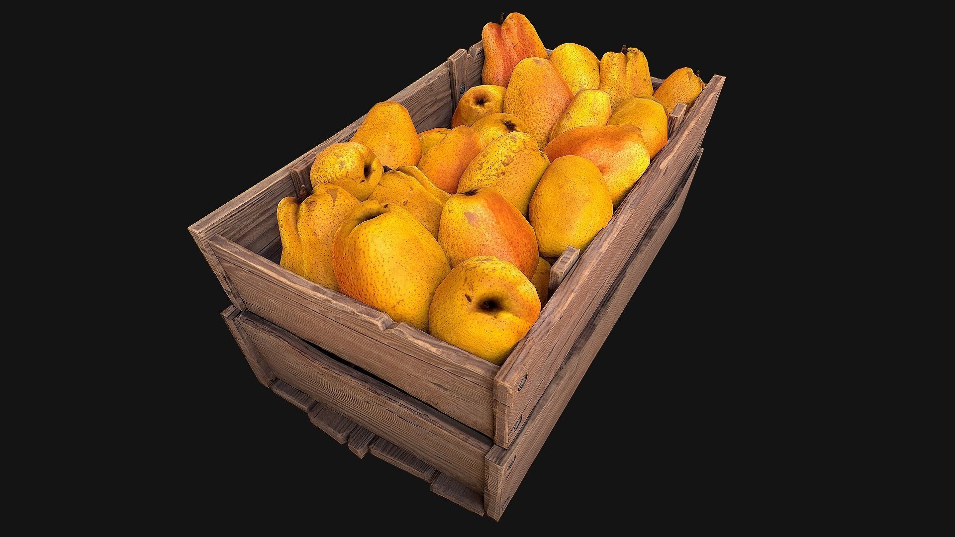 Crate Pears Box Stand Low-poly 3D model_16
