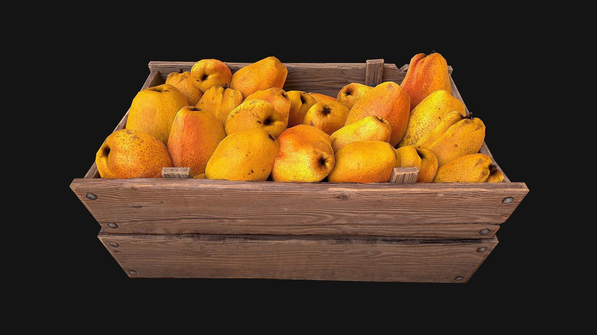 Crate Pears Box Stand Low-poly 3D model_17