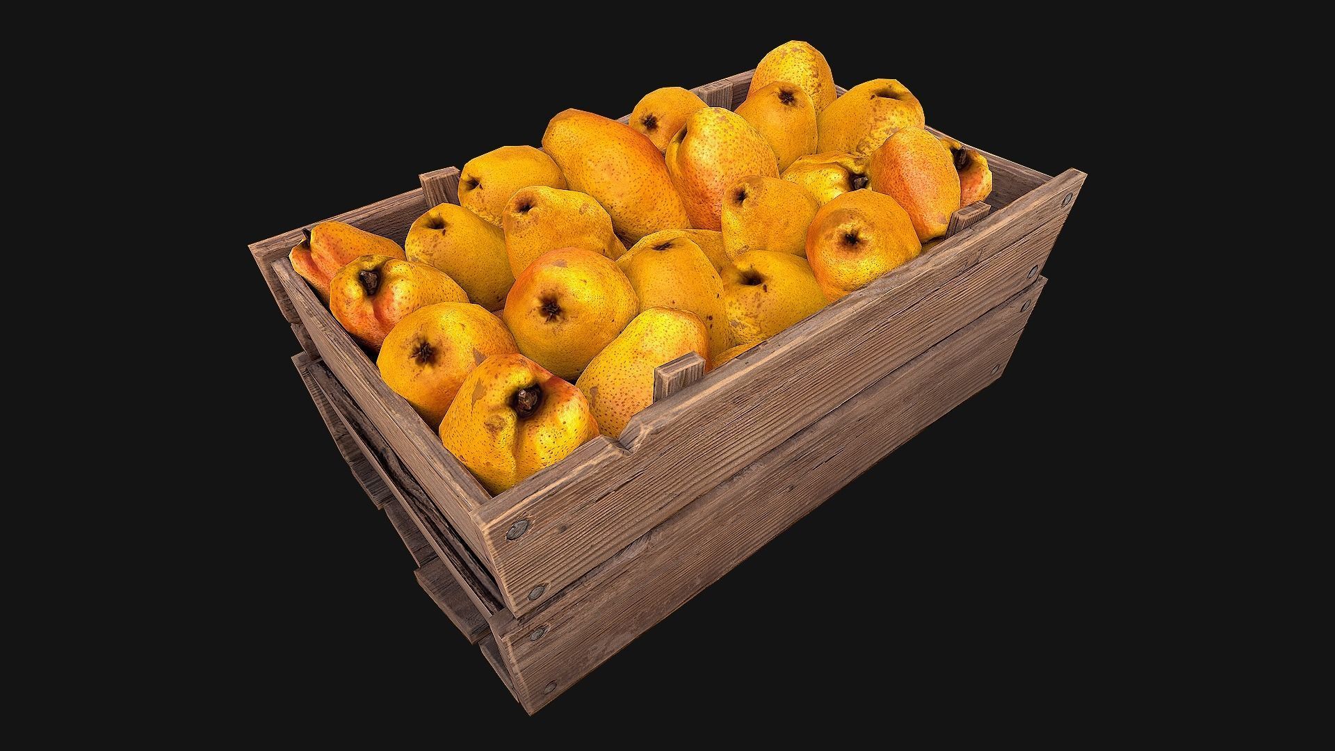 Crate Pears Box Stand Low-poly 3D model_13
