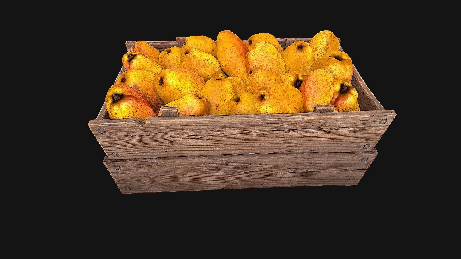 Crate Pears Box Stand Low-poly 3D model_14