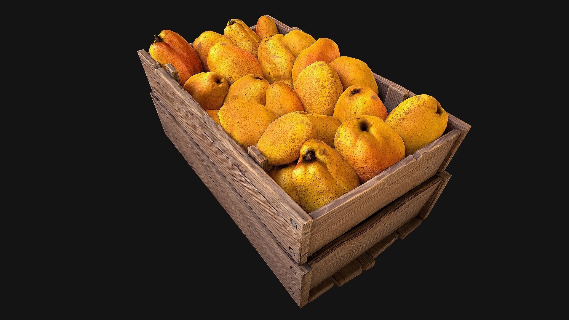 Crate Pears Box Stand Low-poly 3D model_15