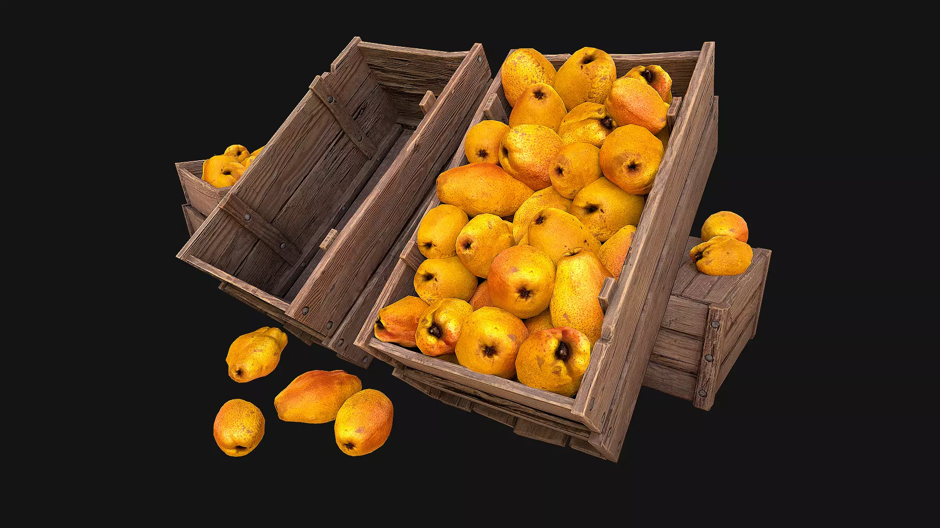 Crate Pears Box Stand Low-poly 3D model_0