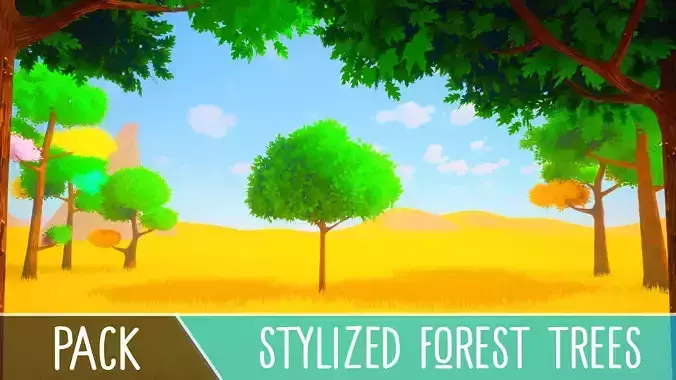 Stylized Trees -Game Ready- Low-poly 3D model