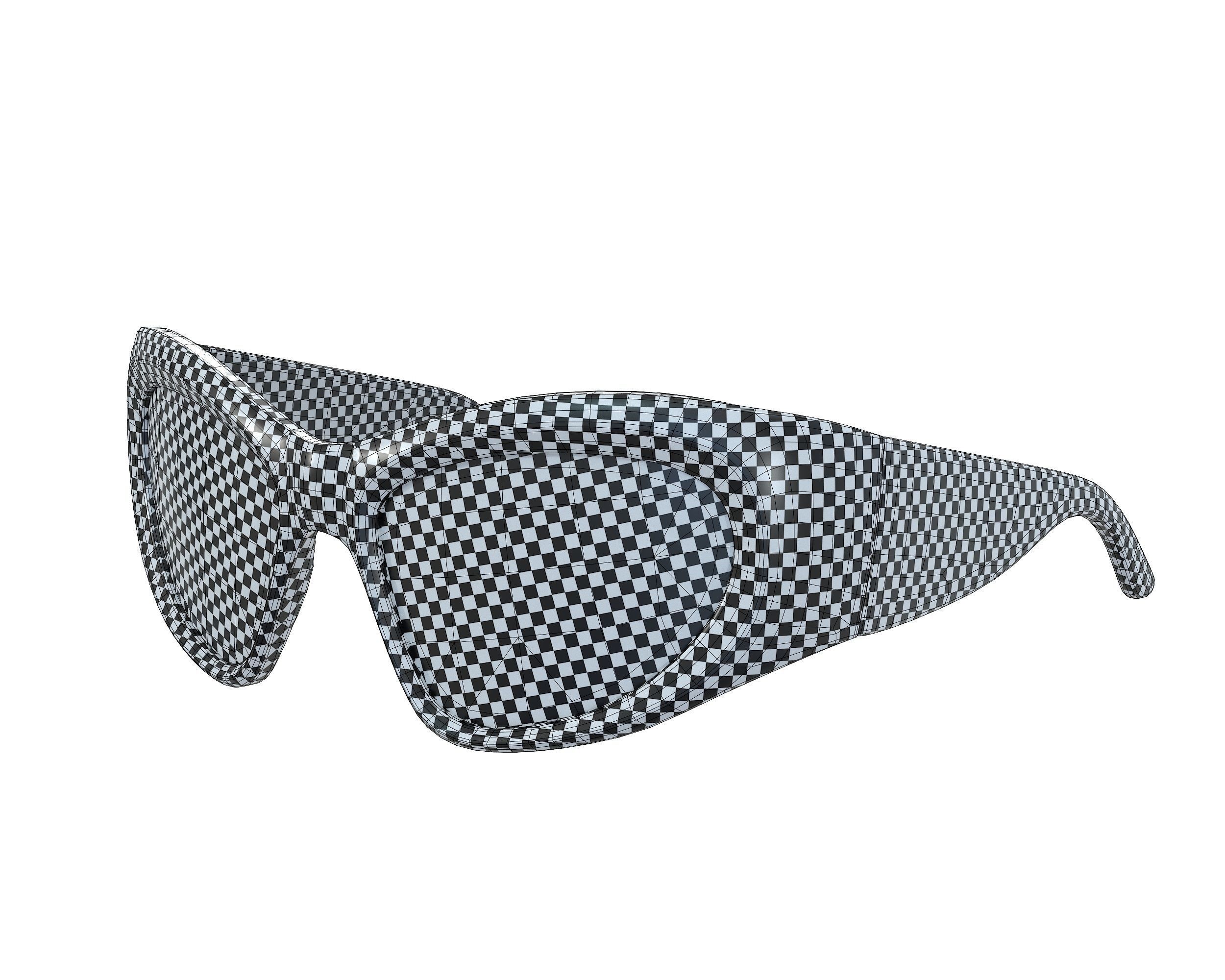 Balenciaga Wrap D-frame Sunglasses Low-poly 3D model_17