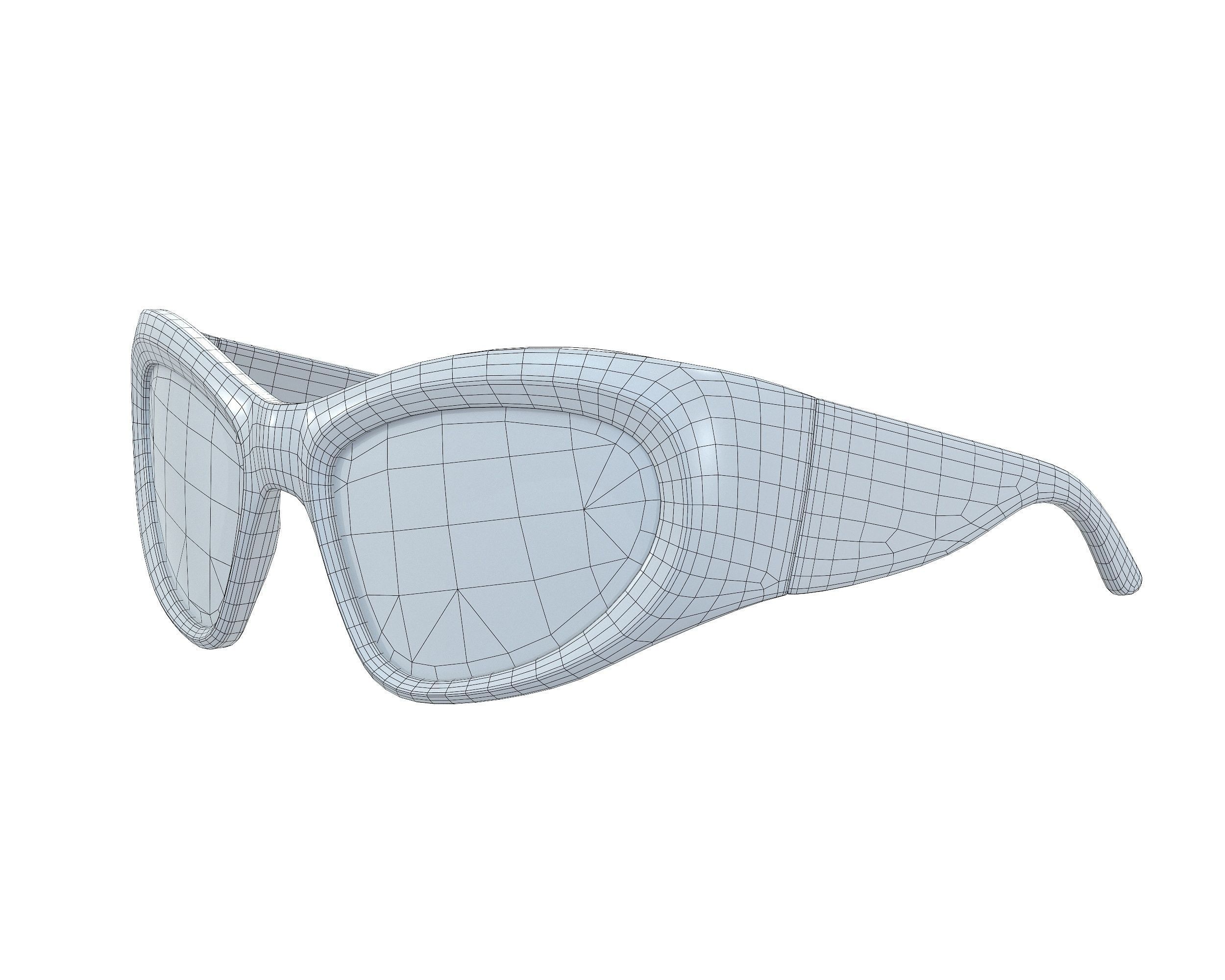 Balenciaga Wrap D-frame Sunglasses Low-poly 3D model_15