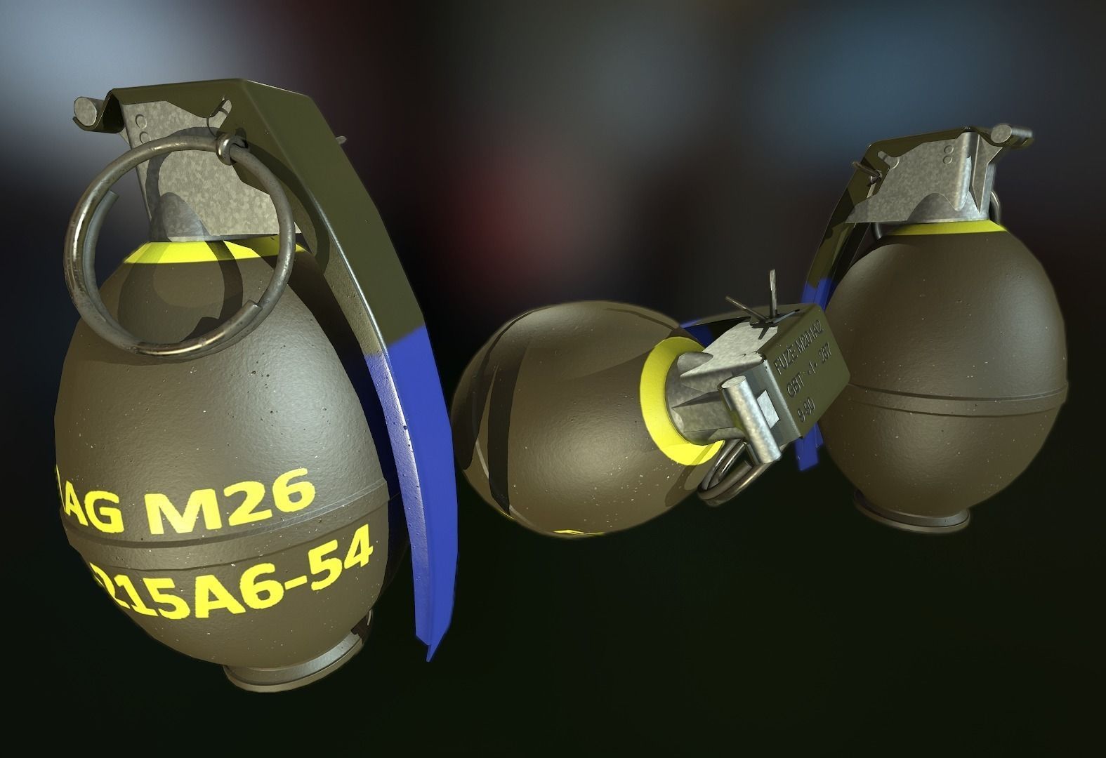 M-26 Frag Grenade Low-poly 3D model_1
