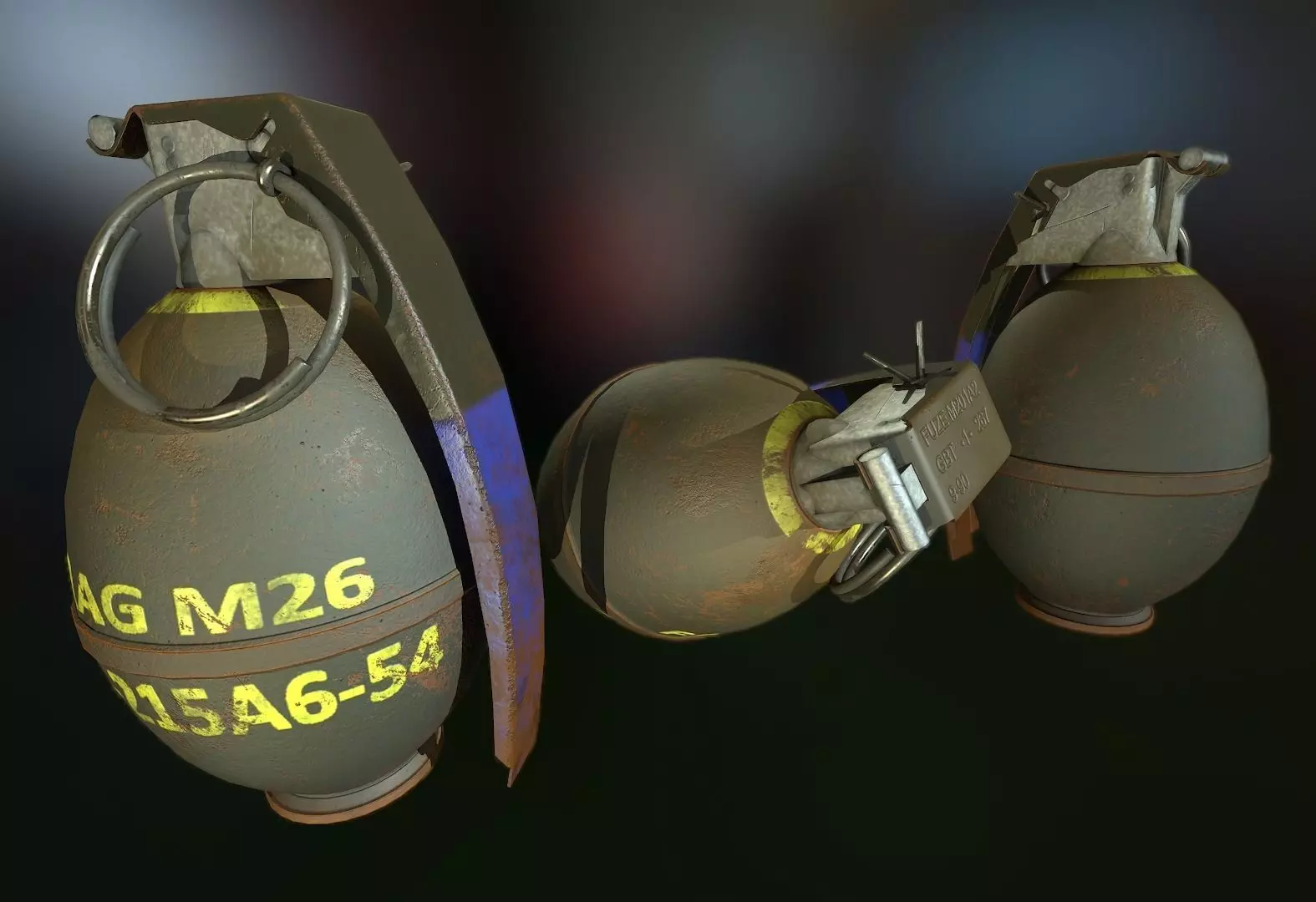M-26 Frag Grenade Low-poly 3D model