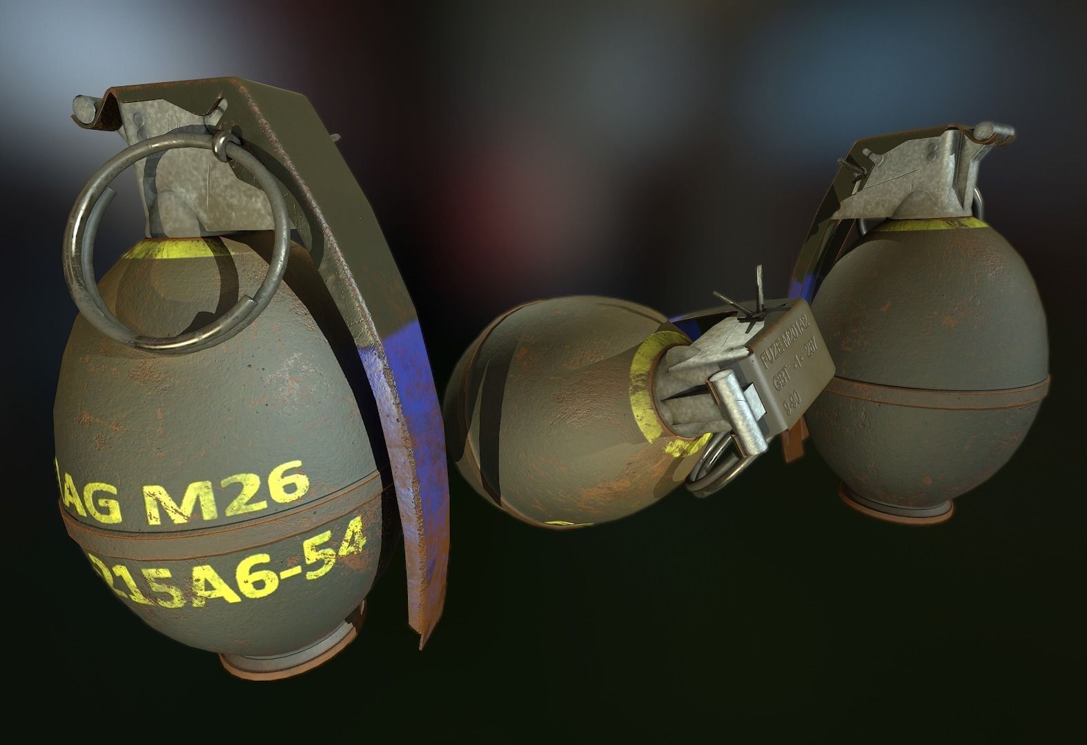 M-26 Frag Grenade Low-poly 3D model_0