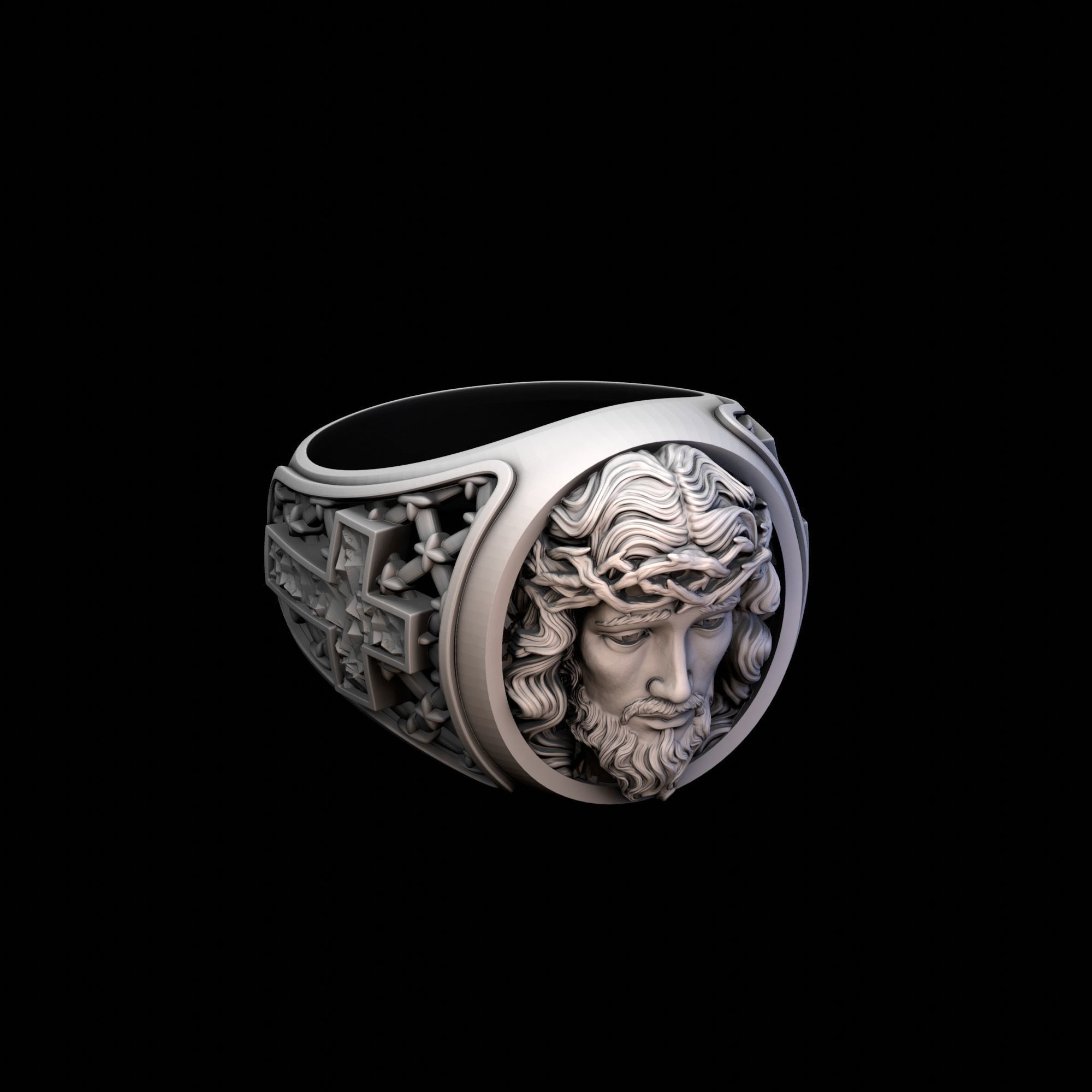 Finger Ring with Jesus 3D print model_3