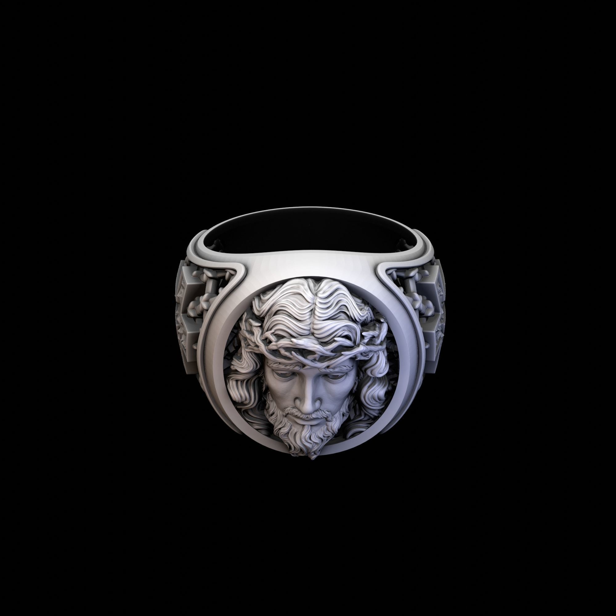 Finger Ring with Jesus 3D print model_4