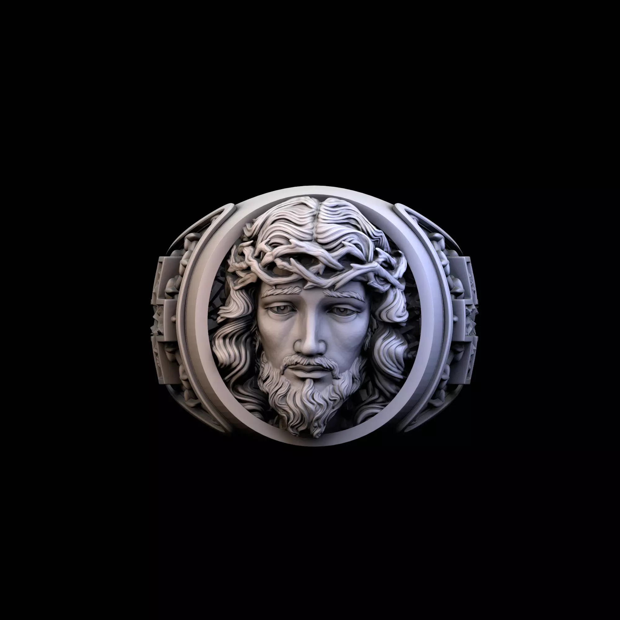 Finger Ring with Jesus 3D print model_0