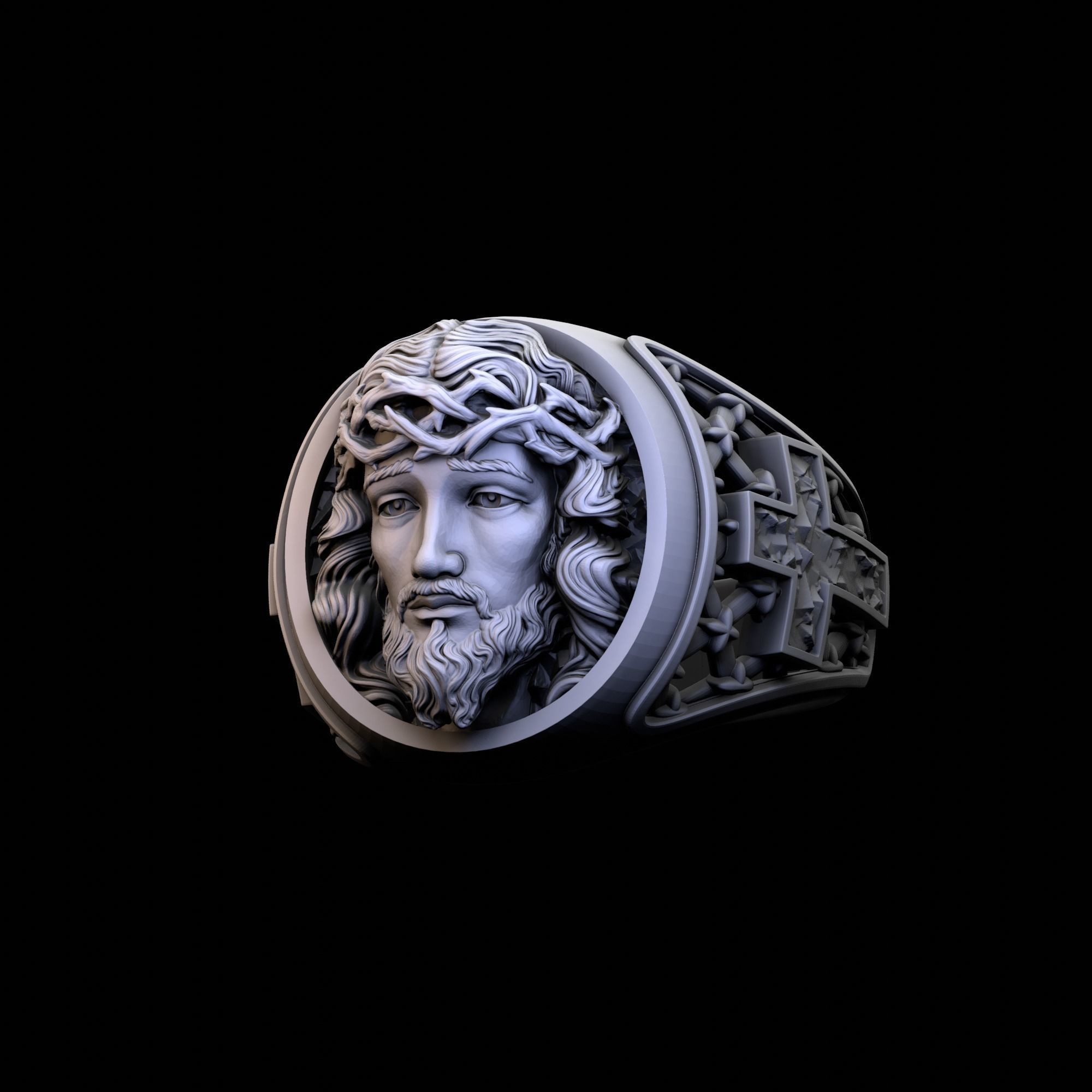 Finger Ring with Jesus 3D print model_1