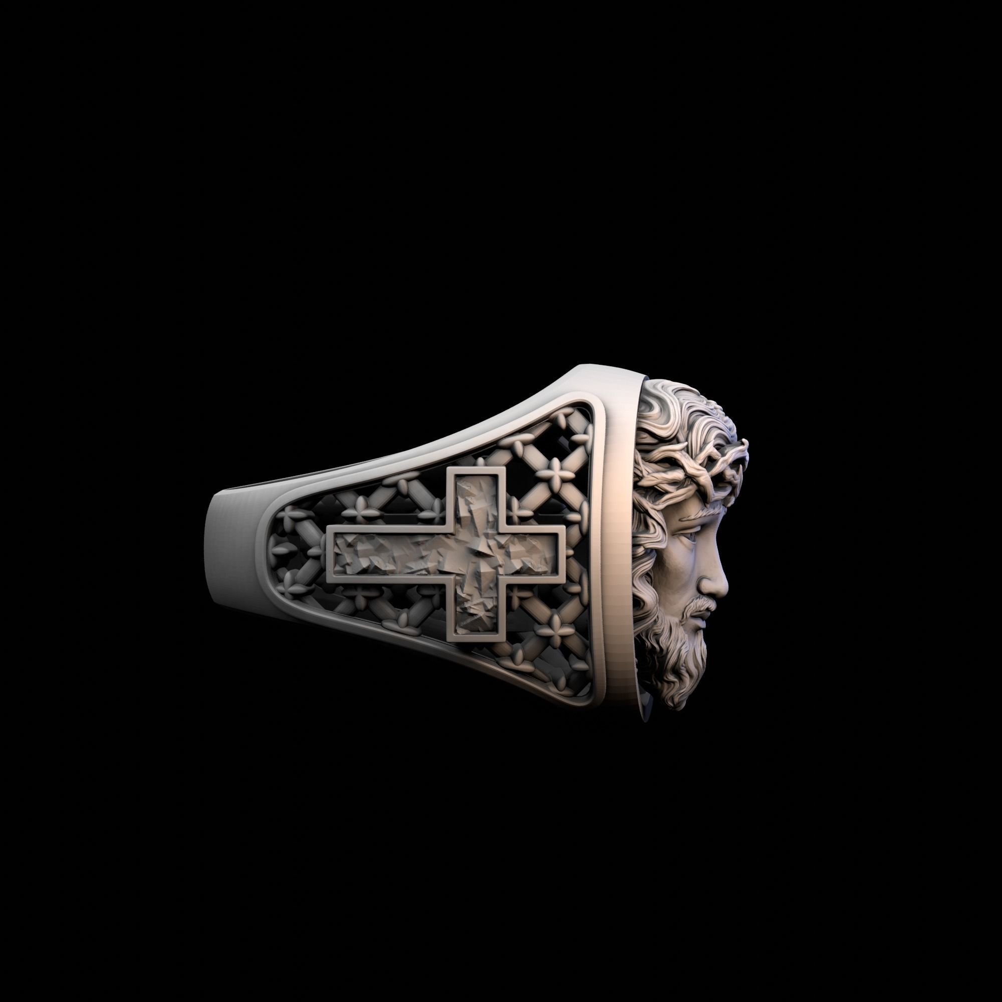 Finger Ring with Jesus 3D print model_2