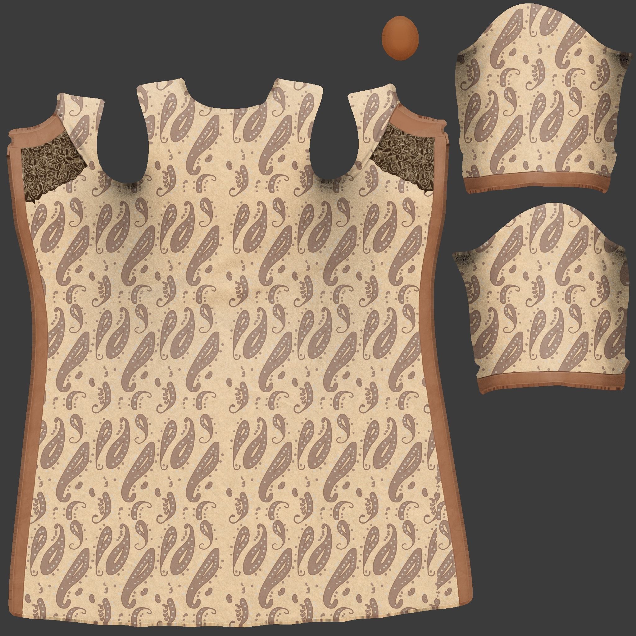 Slightly Flared Raglan Sleeves Lace Insert At Decolette Overcoat Low-poly 3D model_9