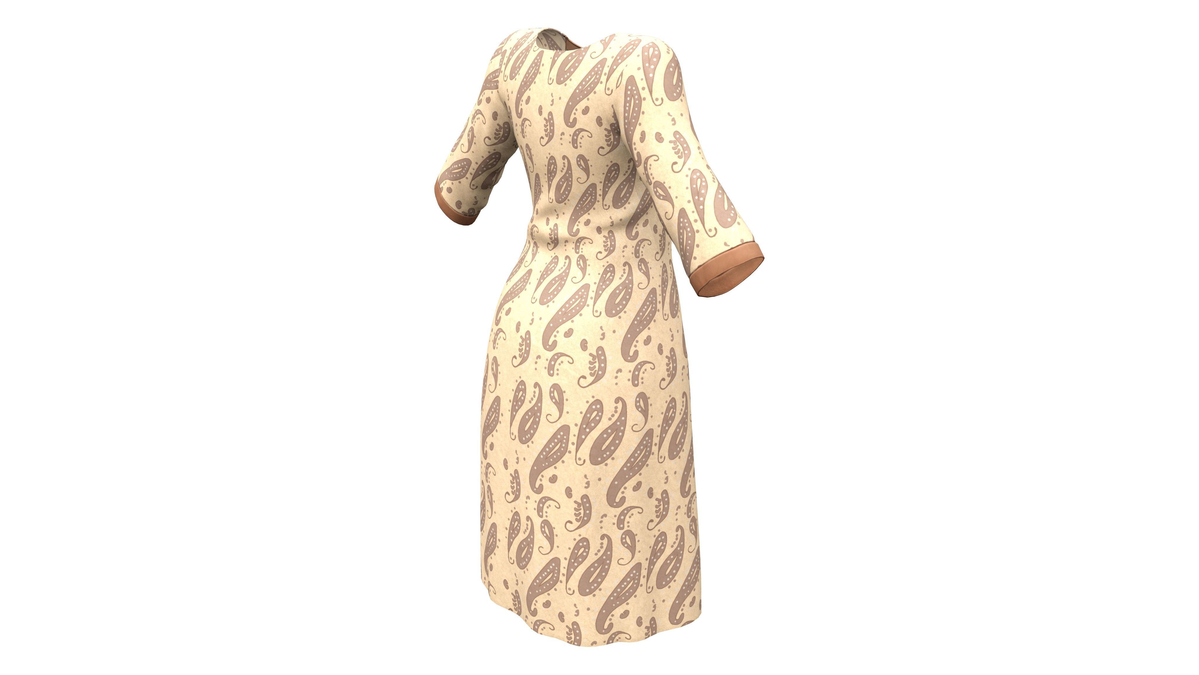 Slightly Flared Raglan Sleeves Lace Insert At Decolette Overcoat Low-poly 3D model_5