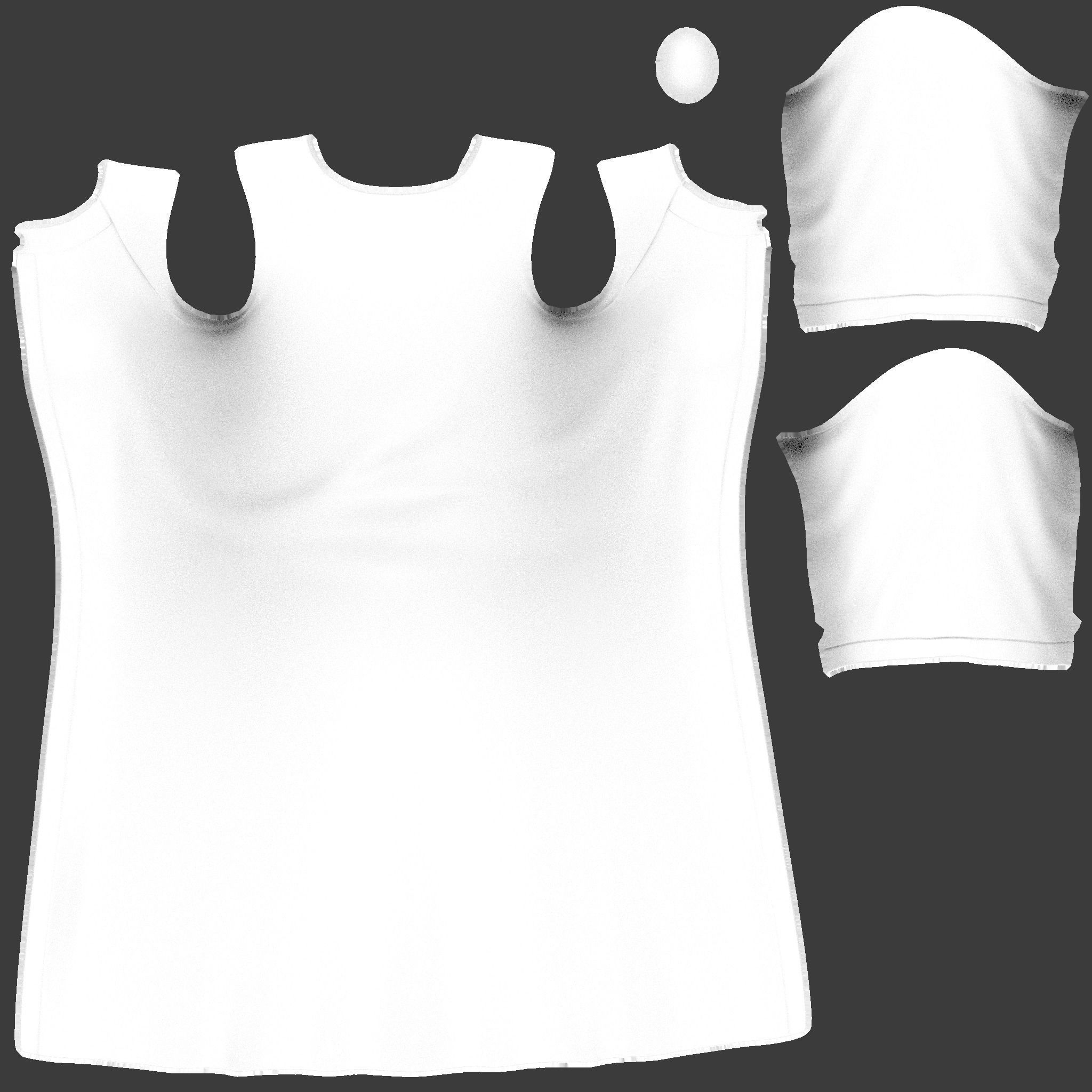 Slightly Flared Raglan Sleeves Lace Insert At Decolette Overcoat Low-poly 3D model_12