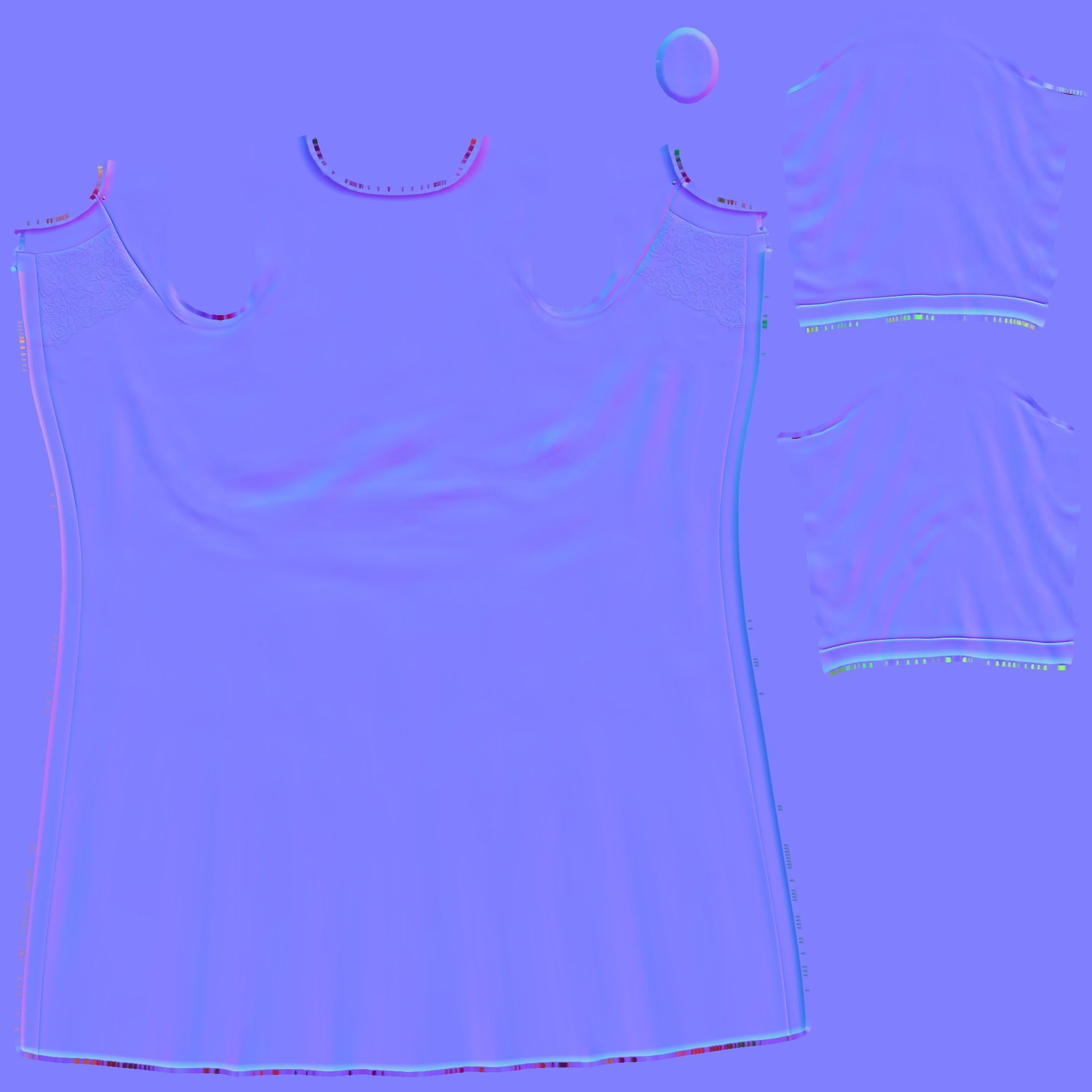 Slightly Flared Raglan Sleeves Lace Insert At Decolette Overcoat Low-poly 3D model_10