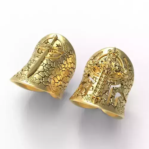 Amulet Ring- Crucifix-Christ Religious Size 8 US Set 3 ups