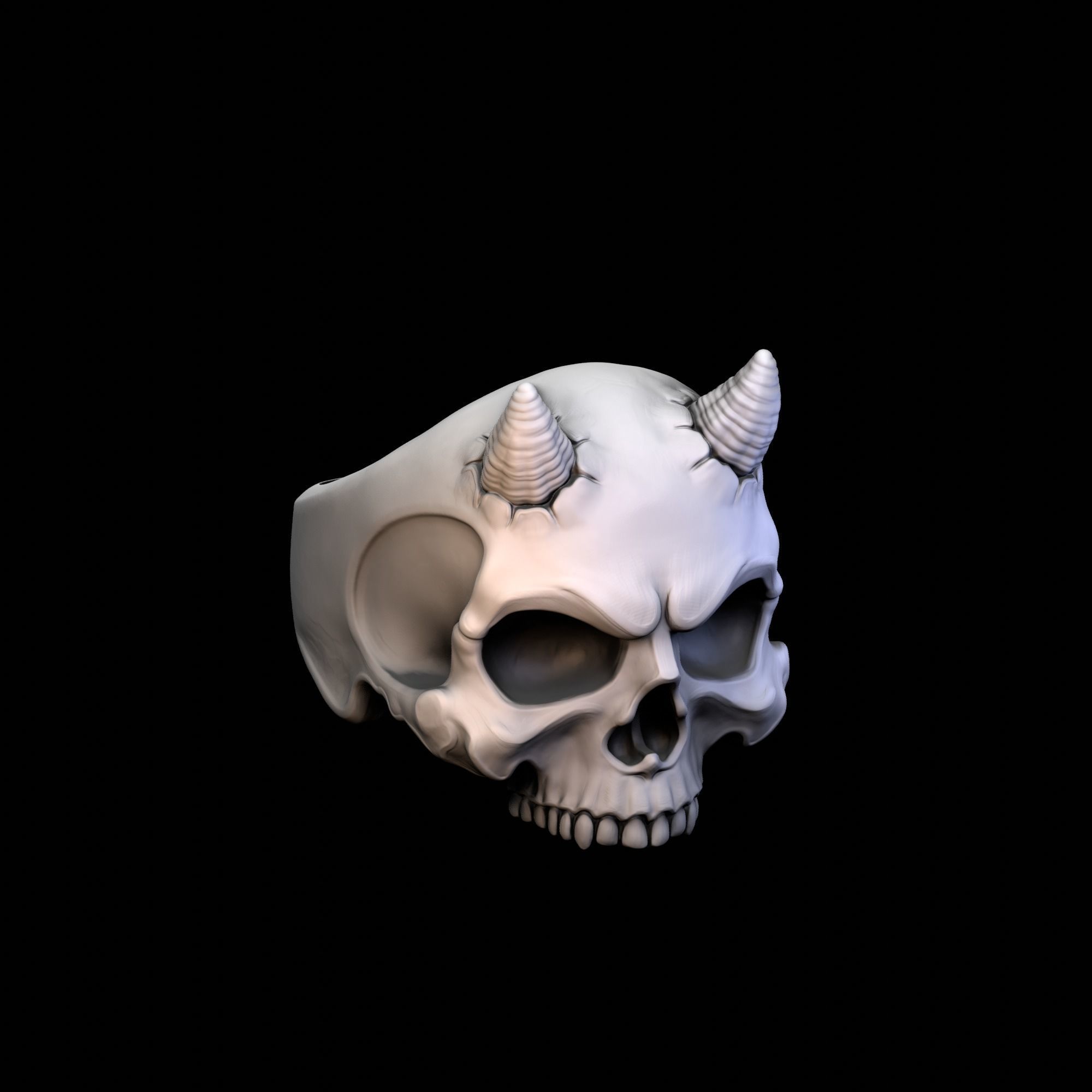 Devil Skull Ring 3D print model_1