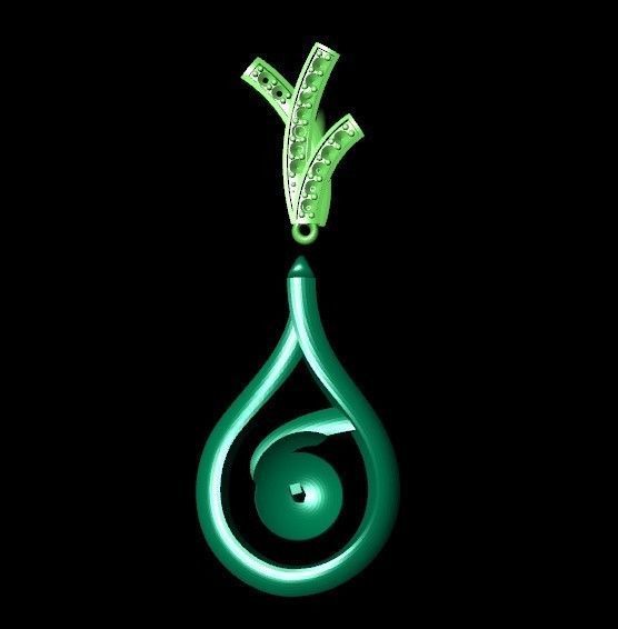 pearls pendant with diamond 3D print model_29