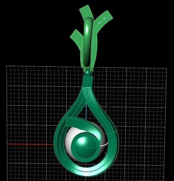 pearls pendant with diamond 3D print model_34