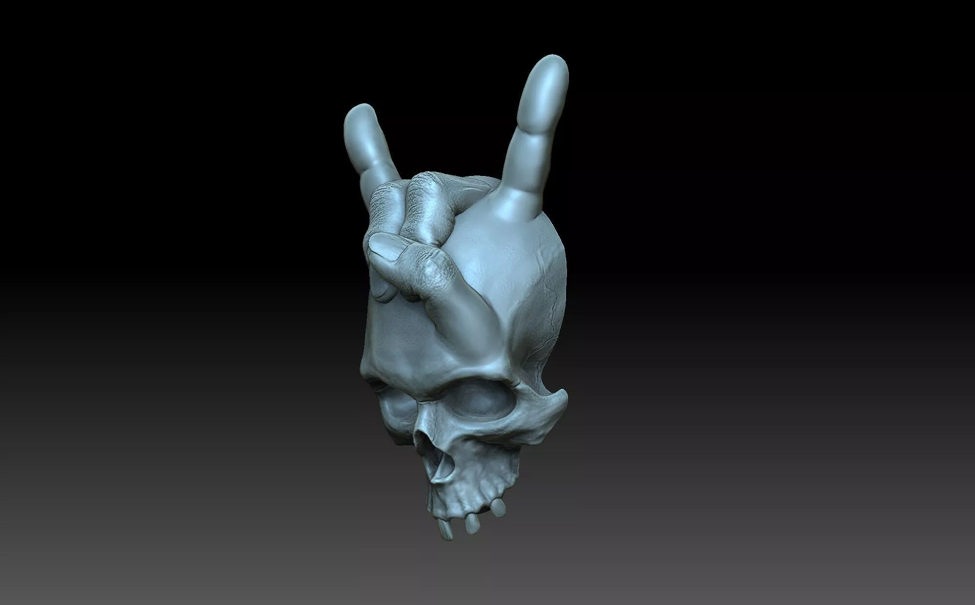 Skull with horns bas relief 3D print model