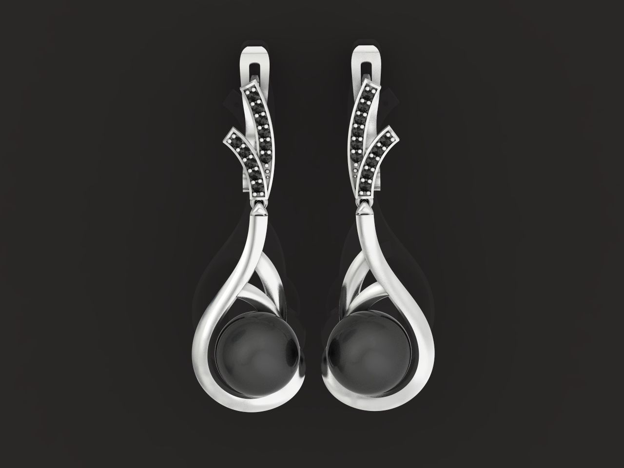 elegant earrings with pearls and stones 3D print model_20