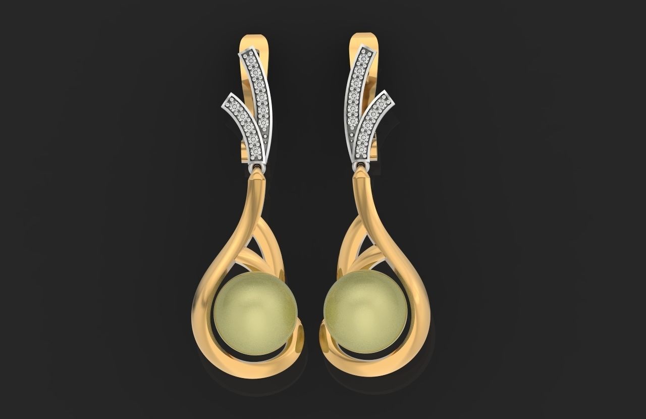 elegant earrings with pearls and stones 3D print model_27