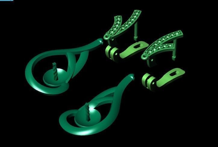 elegant earrings with pearls and stones 3D print model_46