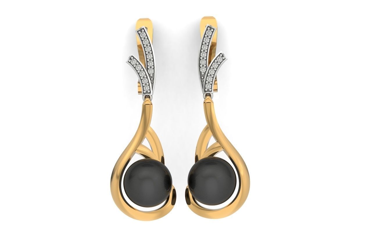 elegant earrings with pearls and stones 3D print model_31