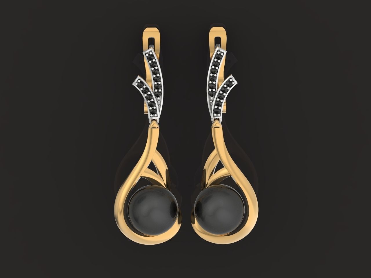 elegant earrings with pearls and stones 3D print model_19