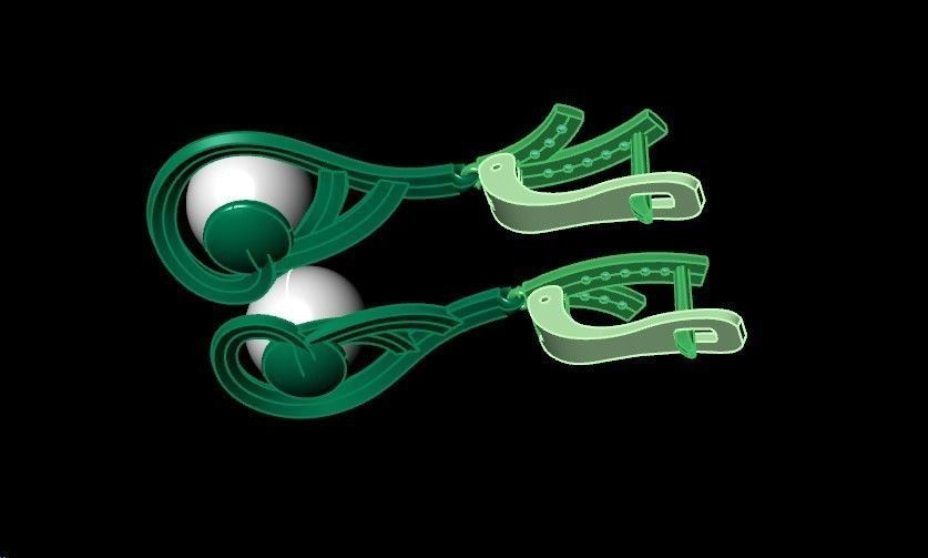 elegant earrings with pearls and stones 3D print model_42