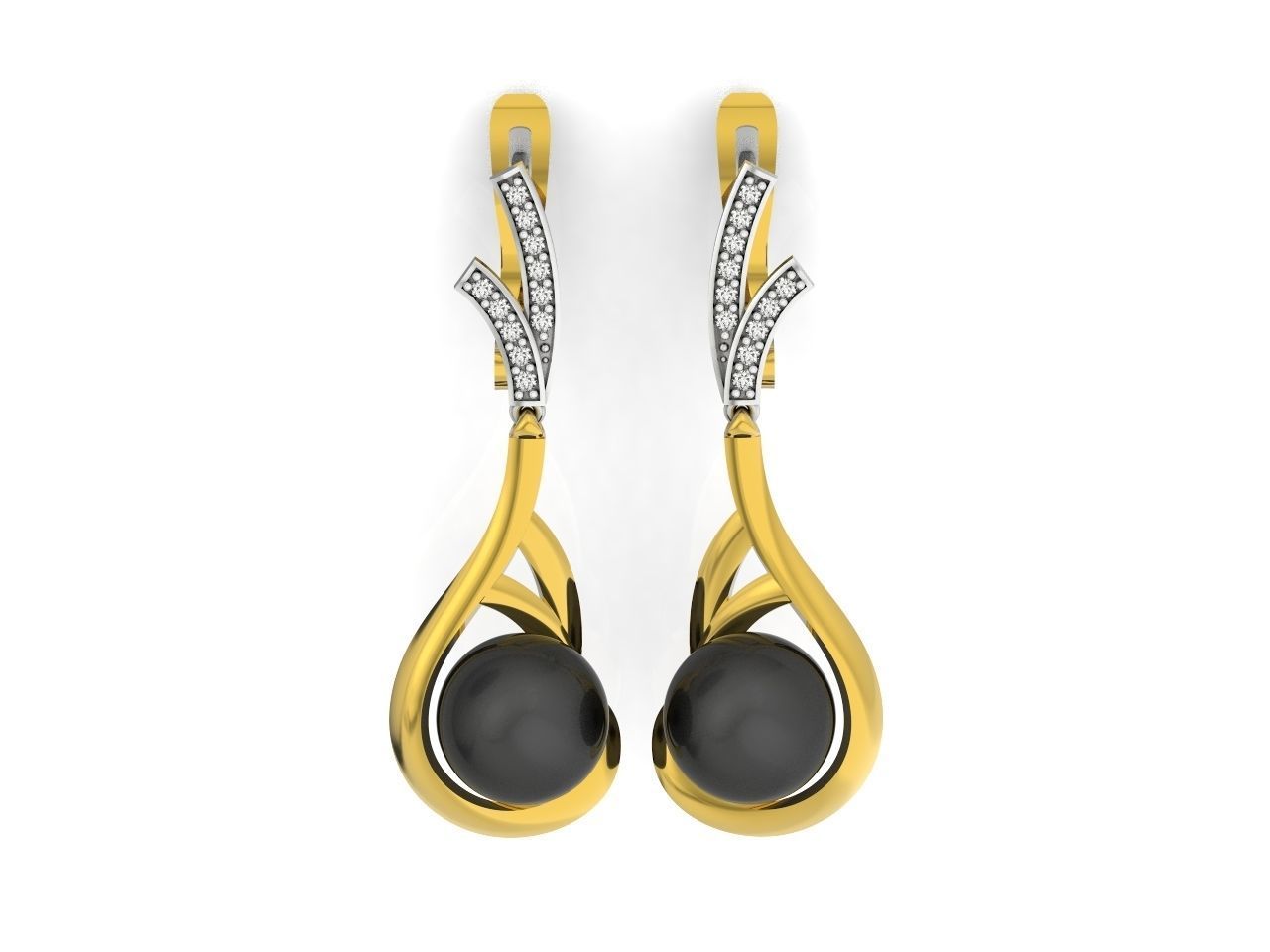 elegant earrings with pearls and stones 3D print model_13